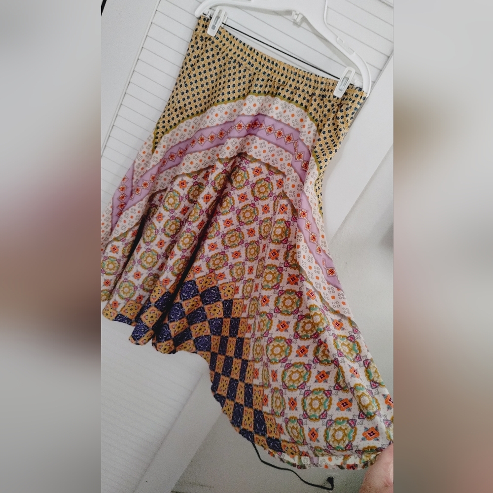 Vintage Bohemian Patchwork Pattern Flare Maxi Fla… - image 3